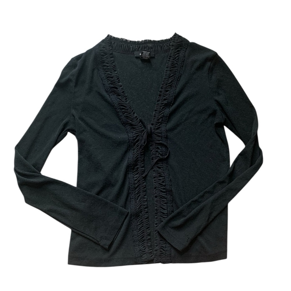 Express Black Ruffled Cardigan M